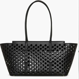 Alaia Neo Mina 32 perforated calfskin black tote bag NEW